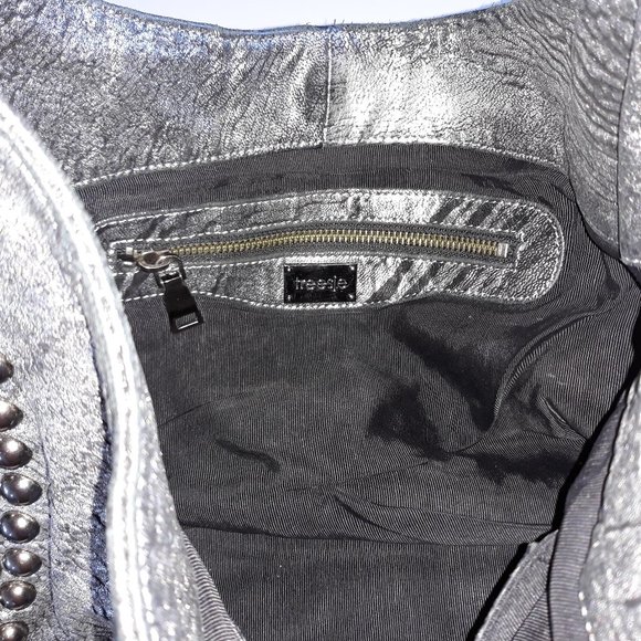 *Treesje black/silver leather metal accented shoulder bag - Picture 7 of 9